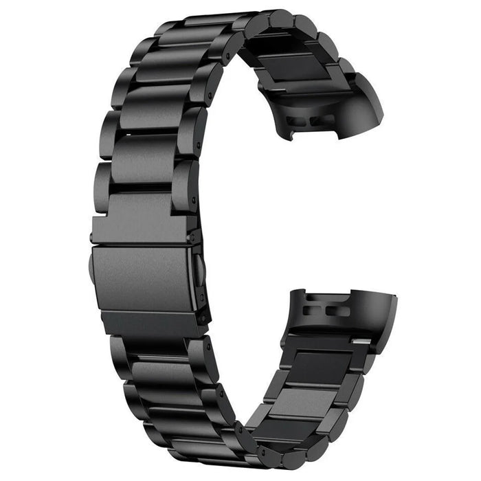 Watch Band for Fitbit Charge 4 / 3 Titanium Alloy 3-Bead Wrist Strap - Black - 2
