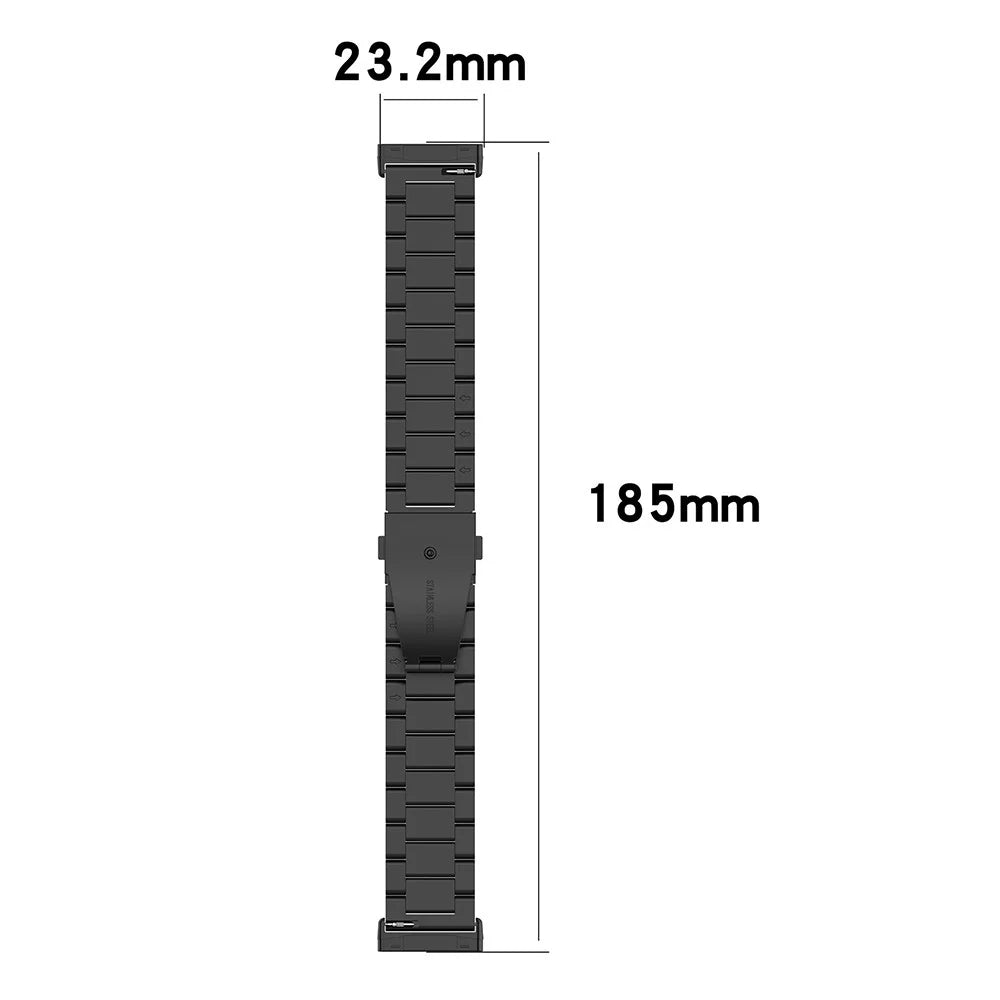 Watch Band for Fitbit Versa 4 / 3 / Sense 2 / Sense Titanium Alloy 3-Bead Wrist Strap - Black - 5