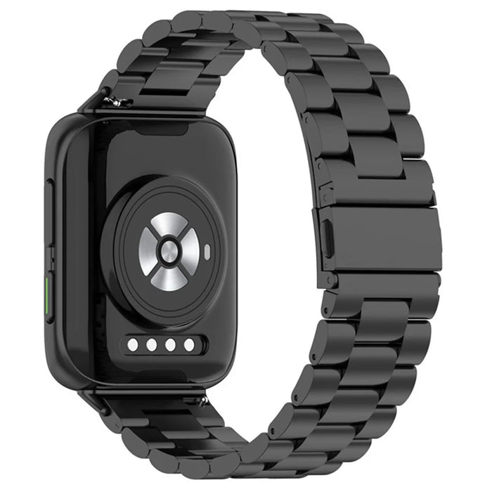 Watch Band for Oppo Watch 41mm Titanium Alloy 3-Bead Wrist Strap - Black - 1