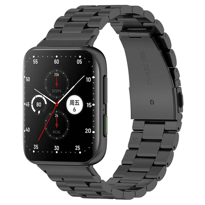 Watch Band for Oppo Watch 41mm Titanium Alloy 3-Bead Wrist Strap - Black - 5