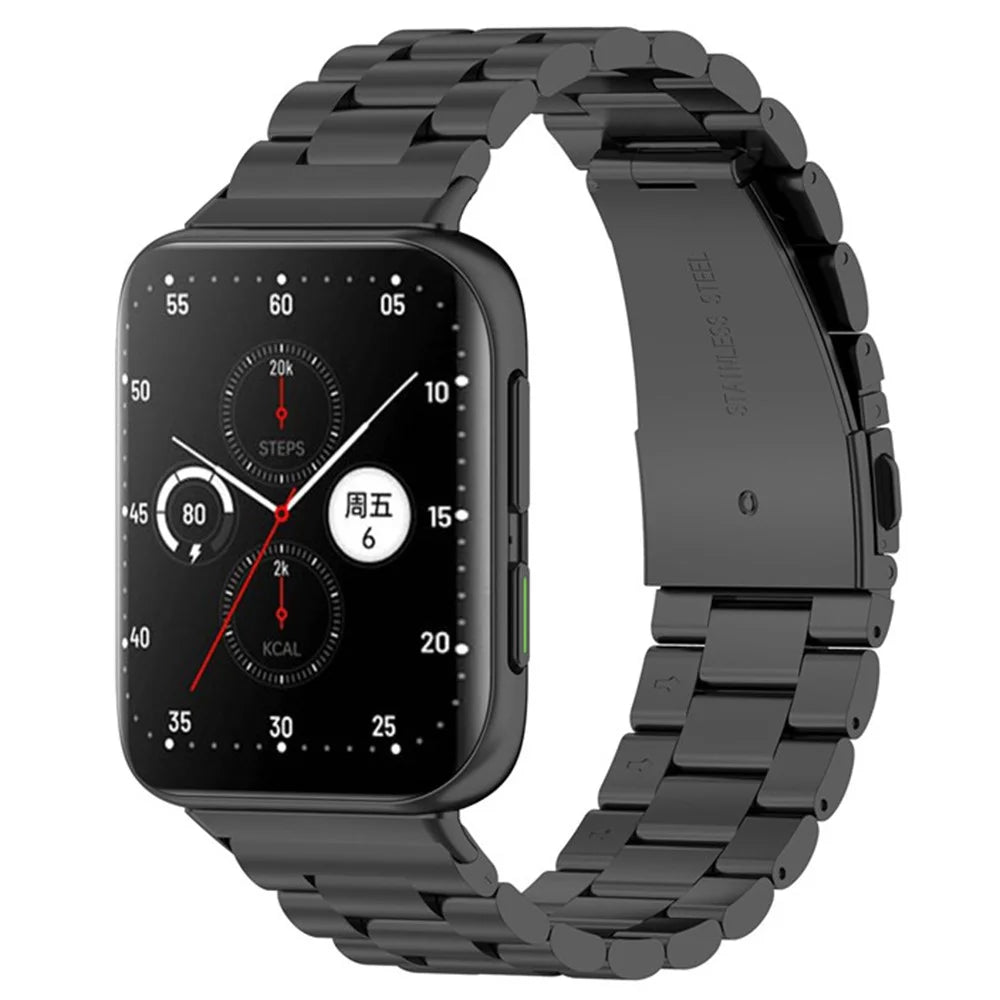 Watch Band for Oppo Watch 46mm Titanium Alloy 3-Bead Wrist Strap - Black - 5