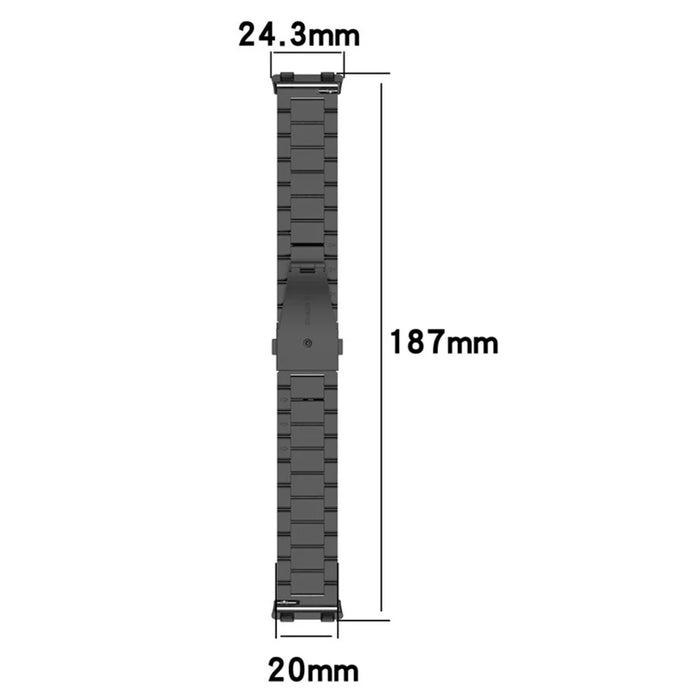 Watch Band for Oppo Watch 2 42mm Titanium Alloy 3-Bead Wrist Strap - Black - 7
