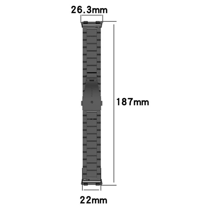 Watch Band for Oppo Watch 2 46mm Titanium Alloy 3-Bead Wrist Strap - Black - 7