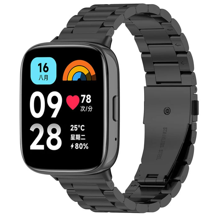 Watch Band for Xiaomi Redmi Watch 3 Active / 3 Lite Titanium Alloy 3-Bead Wrist Strap - Black - 3