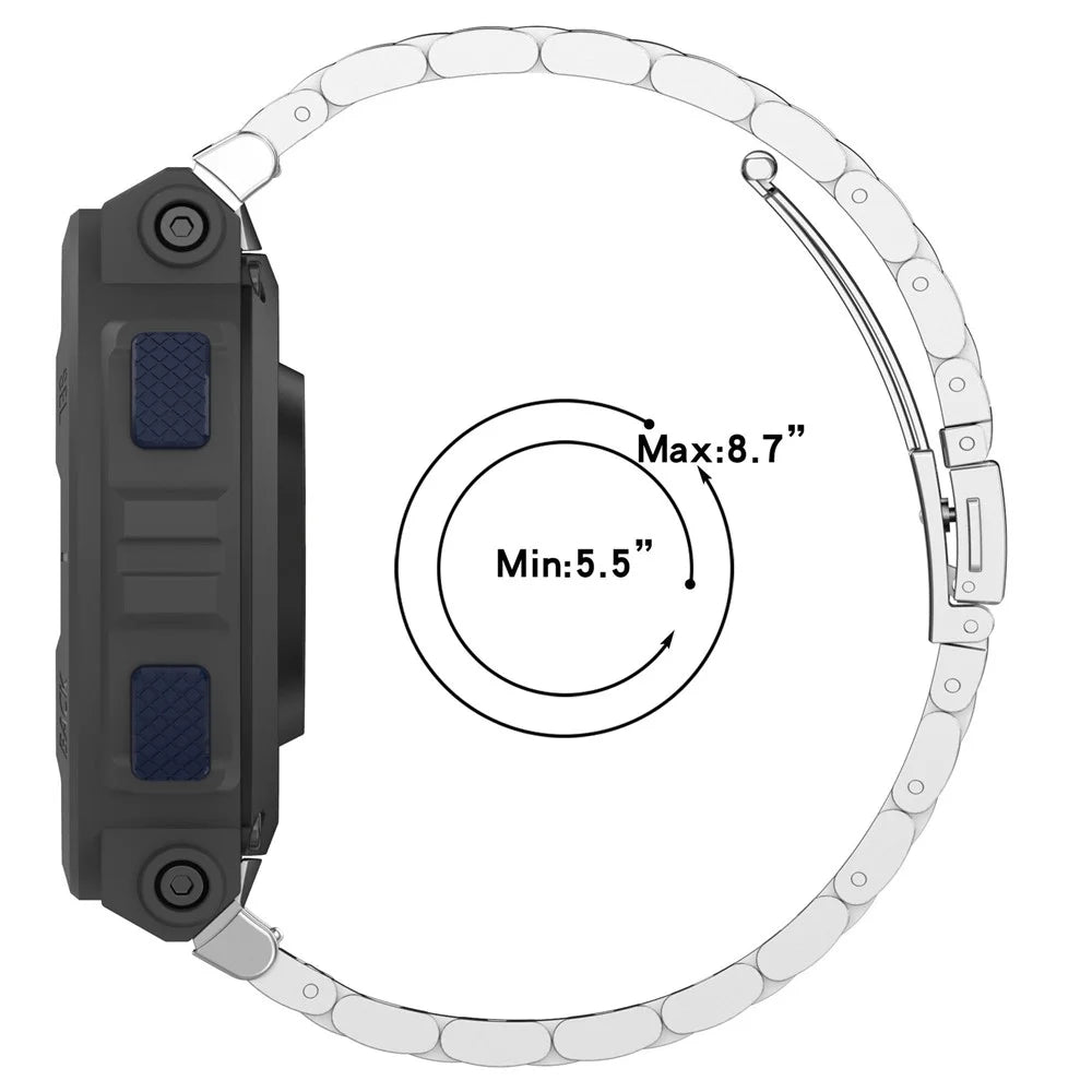 Watch Band for Huami Amazfit Active Edge A2212 A2213 Titanium Alloy 3-Bead Wrist Strap - Black - 5