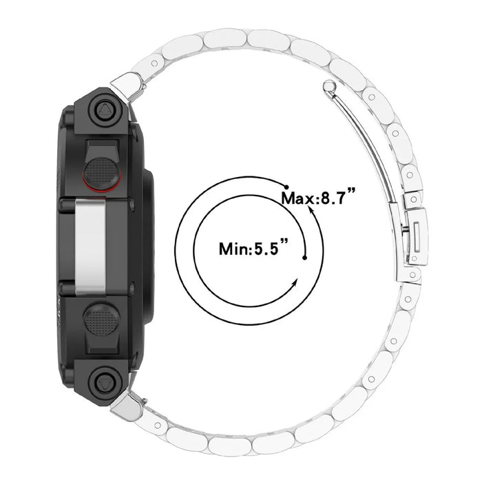Watch Band for Huami Amazfit T-Rex 2 Titanium Alloy 3-Bead Wrist Strap - Silver - 5