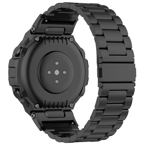 Watch Band for Huami Amazfit T-Rex Pro A1918 Titanium Alloy 3-Bead Wrist Strap - Black - 1