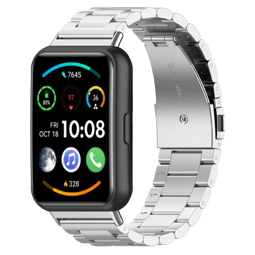 Watch Band for Huawei Watch Fit 2 Titanium Alloy 3-Bead Wrist Strap - Silver - 2