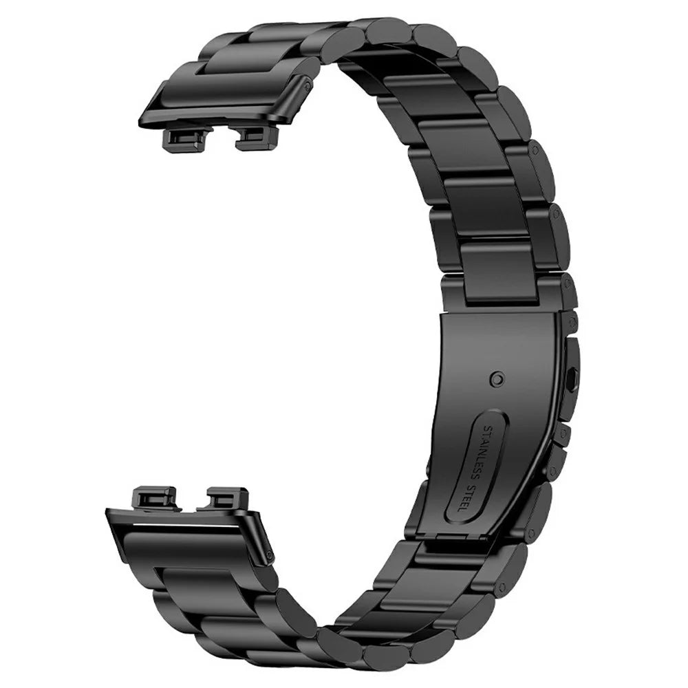 Watch Band for Huawei Band 10 / 9 / 8 Titanium Alloy 3-Bead Wrist Strap - Black - 3