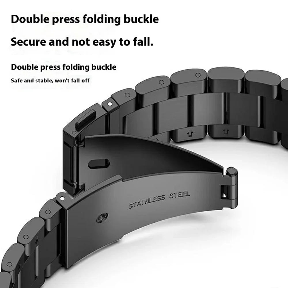 Watch Band for Huawei Band 10 / 9 / 8 Titanium Alloy 3-Bead Wrist Strap - Black - 4