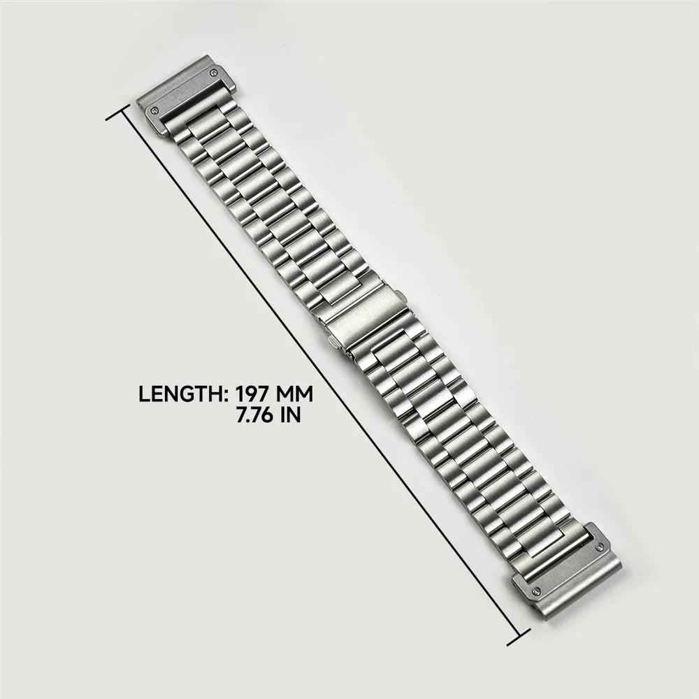 Watch Band for Garmin Fenix 8 43mm / Descent MK3 Titanium Alloy 3-Bead Wrist Strap, 20mm - Silver - 4