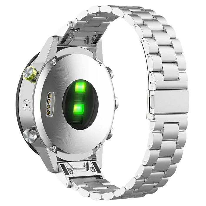 22mm Watch Band with Connector for Garmin Fenix 8 47mm / E 47mm Titanium Alloy 3-Bead Wrist Strap - Silver - 1