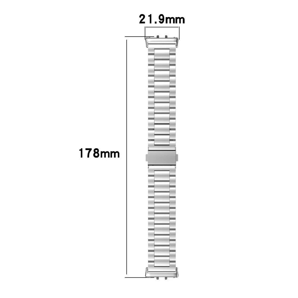 Watch Band for Samsung Galaxy Fit3 SM-R390 Titanium Alloy 3-Bead Wrist Strap - Silver - 5