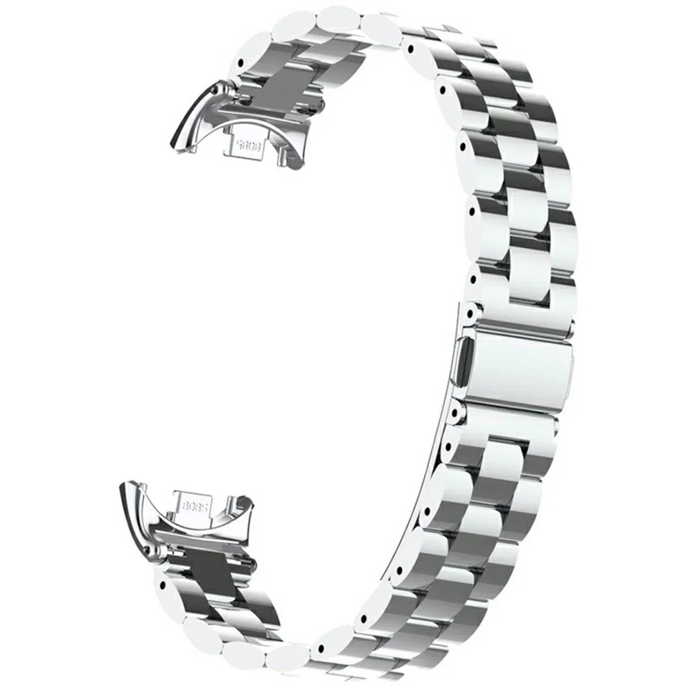 Watch Band for Xiaomi Smart Band 10 / 9 / 8 Titanium Alloy 3-Bead Wrist Strap - Silver - 3