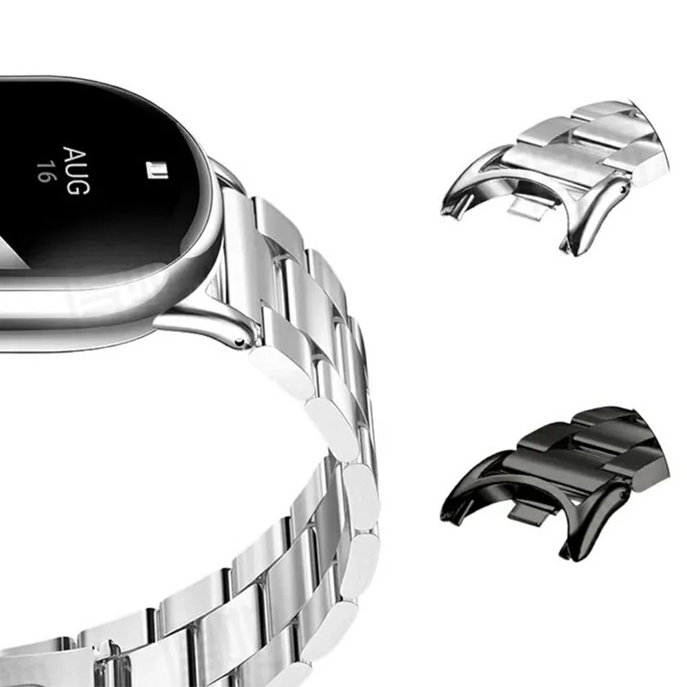 Watch Band for Xiaomi Smart Band 10 / 9 / 8 Titanium Alloy 3-Bead Wrist Strap - Silver - 4