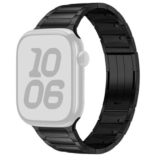 Watch Band For Apple Watch Ultra 3 2 1 49mm / Series 11 10 46mm / 9 8 7 45mm / SE3 SE2 SE 6 5 4 44mm / 3 2 1 42mm 3-Bead Stainless Steel Quick Release Strap - Black - 1