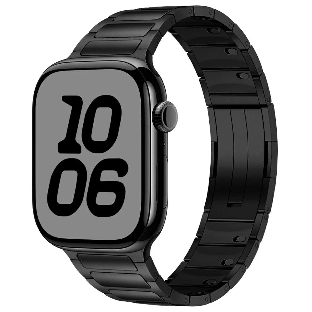 Watch Band For Apple Watch Ultra 3 2 1 49mm / Series 11 10 46mm / 9 8 7 45mm / SE3 SE2 SE 6 5 4 44mm / 3 2 1 42mm 3-Bead Stainless Steel Quick Release Strap - Black - 2