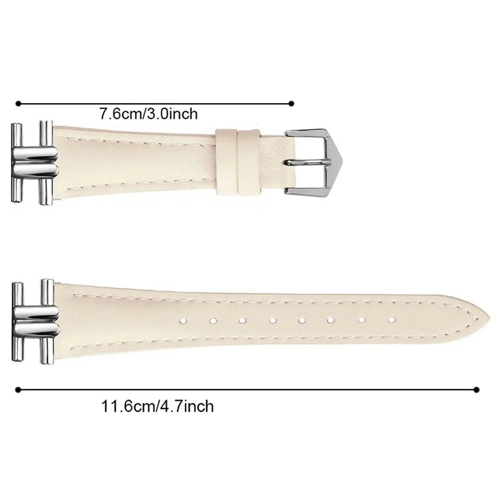 Watch Band For Samsung Galaxy Watch7 40mm 44mm / Watch6 Classic 43mm 47mm , 20mm Genuine Cow Leather Strap with H-shape Connector - Beige - 4