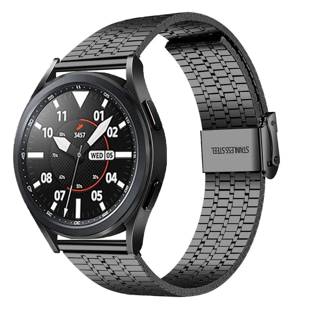 For Huawei Watch GT 5 46mm / Samsung Galaxy Watch3 45mm Band 22mm 7-Bead Stainless Steel Watch Strap - Black - 2