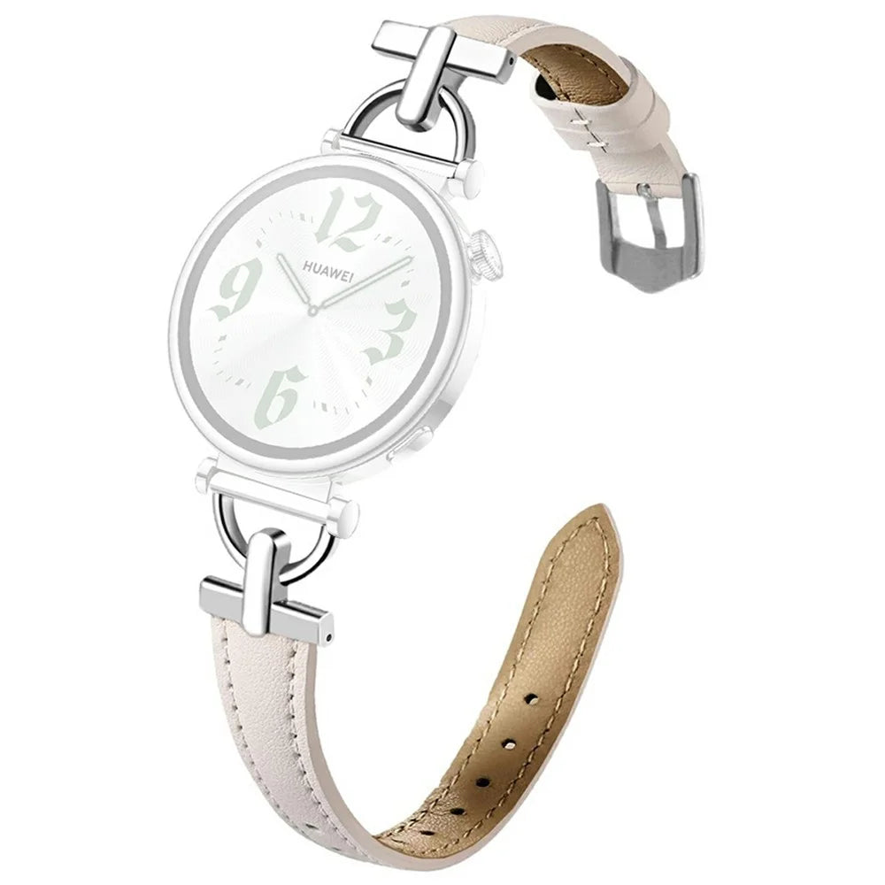 Watch Band For Samsung Galaxy Watch7 40mm 44mm / Watch6 Classic 43mm 47mm , 20mm Genuine Cow Leather Strap with D-shape Connector - Light Pink - 1