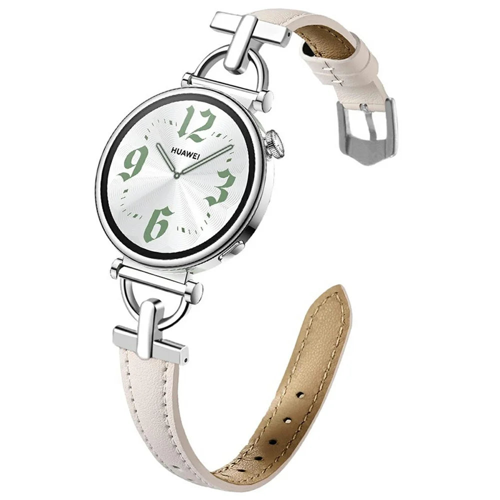 Watch Band For Samsung Galaxy Watch7 40mm 44mm / Watch6 Classic 43mm 47mm , 20mm Genuine Cow Leather Strap with D-shape Connector - Light Pink - 2