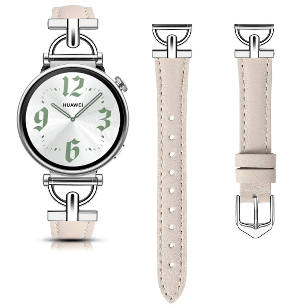 Watch Band For Samsung Galaxy Watch7 40mm 44mm / Watch6 Classic 43mm 47mm , 20mm Genuine Cow Leather Strap with D-shape Connector - Light Pink - 3