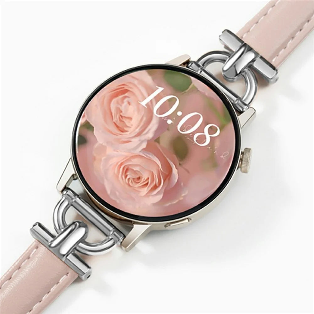 Watch Band For Samsung Galaxy Watch7 40mm 44mm / Watch6 Classic 43mm 47mm , 20mm Genuine Cow Leather Strap with D-shape Connector - Light Pink - 6