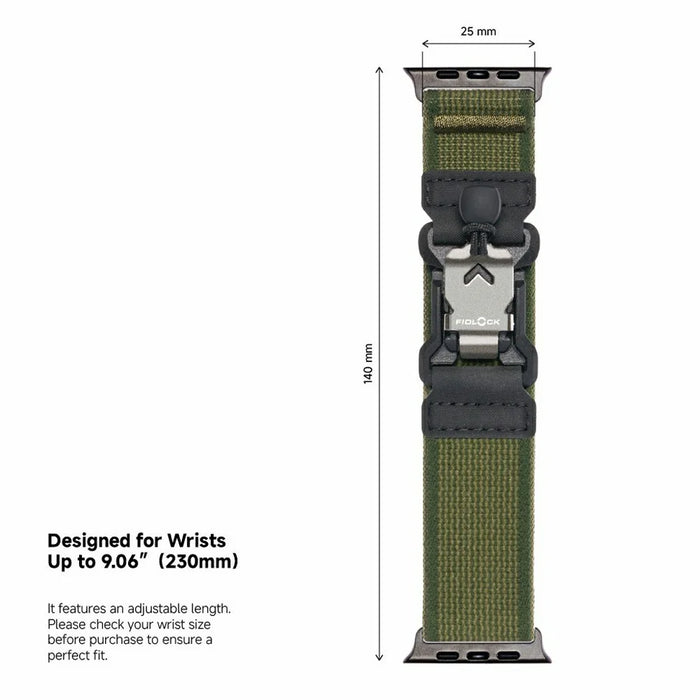 LEMONDA Watch Band For Apple Watch Ultra 3 2 1 49mm / Series 11 10 46mm / 9 8 7 45mm / SE3 SE2 SE 6 5 4 44mm / 3 2 1 42mm Nylon Strap with FIDLOCK Magnetic Buckle - Green - 5