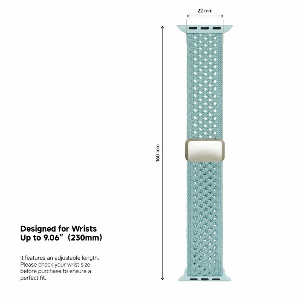 LEMONDA Watch Band For Apple Watch Series 11 10 42mm / 9 8 7 41mm / SE3 SE2 SE 6 5 4 40mm / 3 2 1 38mm Breathable Woven Nylon Strap - Mint Green - 5