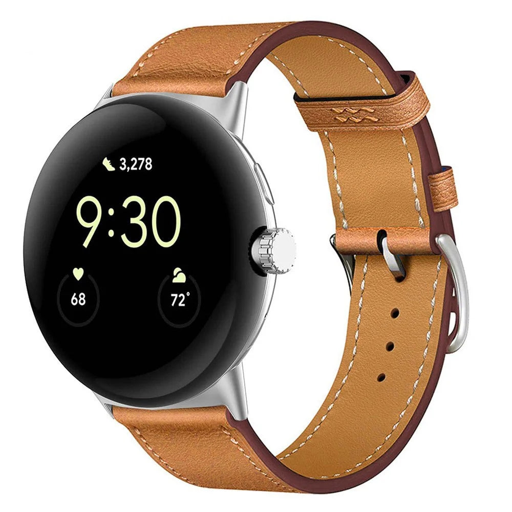 Watch Band for Google Pixel Watch 4 41mm / Watch 3 41mm / Watch 2 / Watch Genuine Cow Leather Adjustable Wrist Strap - Brown - 2
