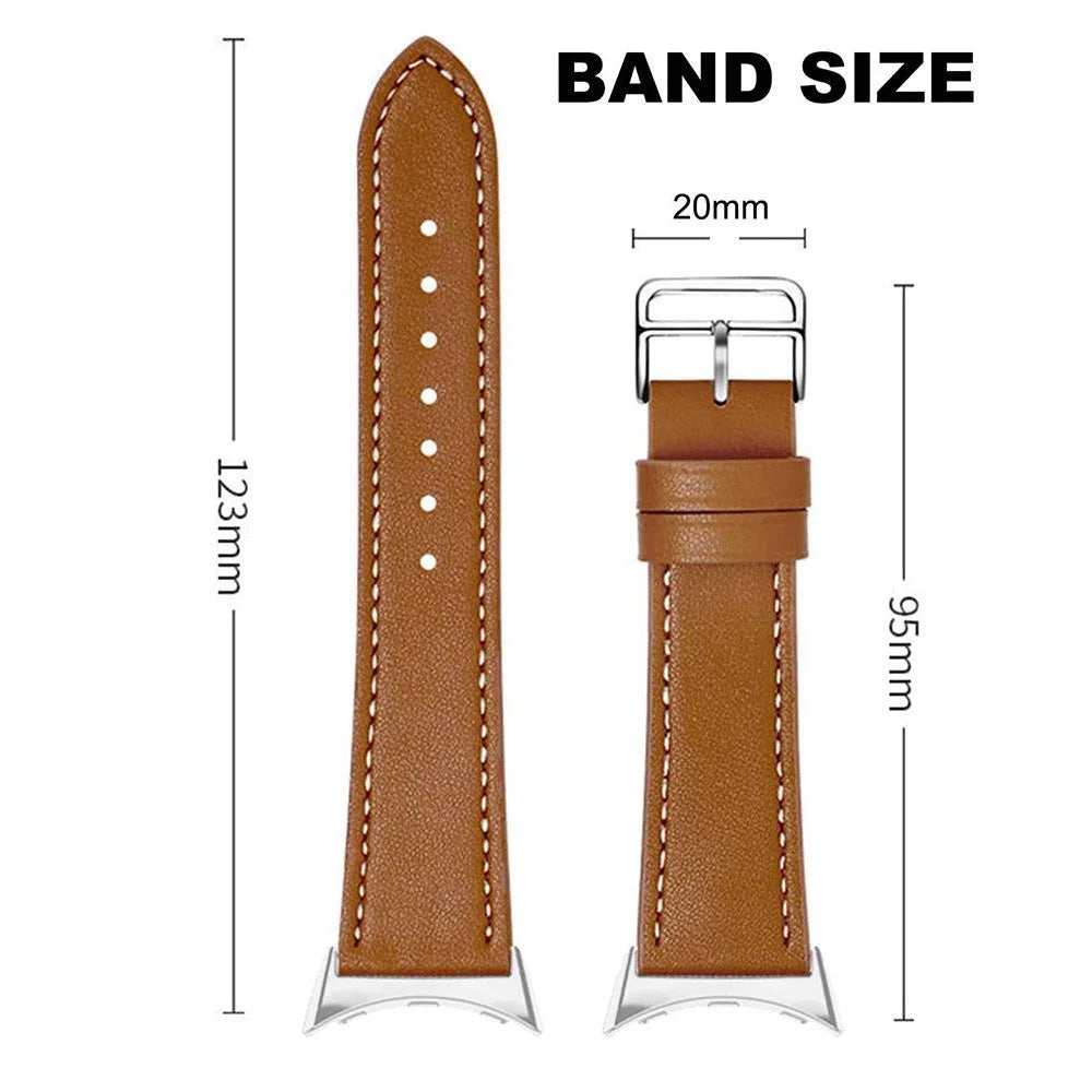 Watch Band for Google Pixel Watch 4 41mm / Watch 3 41mm / Watch 2 / Watch Genuine Cow Leather Adjustable Wrist Strap - Brown - 6