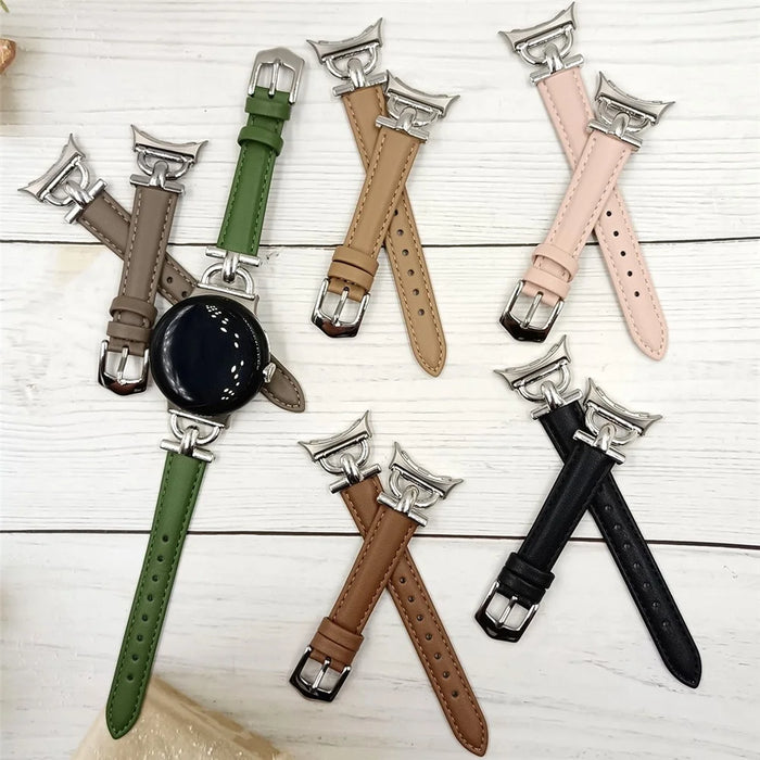 For Google Pixel Watch 4 45mm / Watch 3 45mm Watch Band Genuine Cow Leather Strap with D Ring Connector - Black - 6
