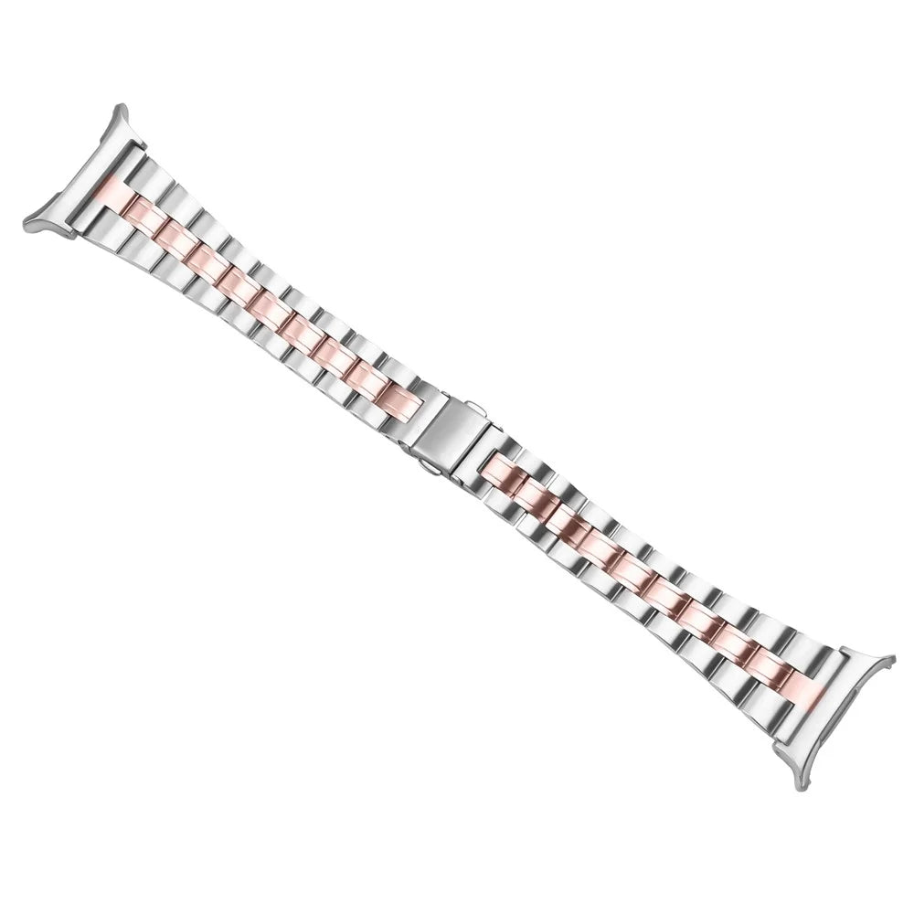 For Samsung Galaxy Watch Ultra (2025) 47mm / Watch Ultra 47mm Watch Band 3-Bead Stainless Steel Strap - Silver / Rose Gold - 3
