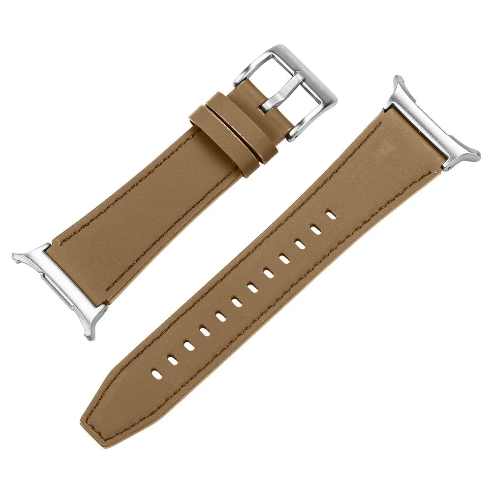 For Samsung Galaxy Watch Ultra (2025) 47mm / Watch Ultra 47mm Watch Band Silk Surface Genuine Cow Leather Strap - Light Brown - 3