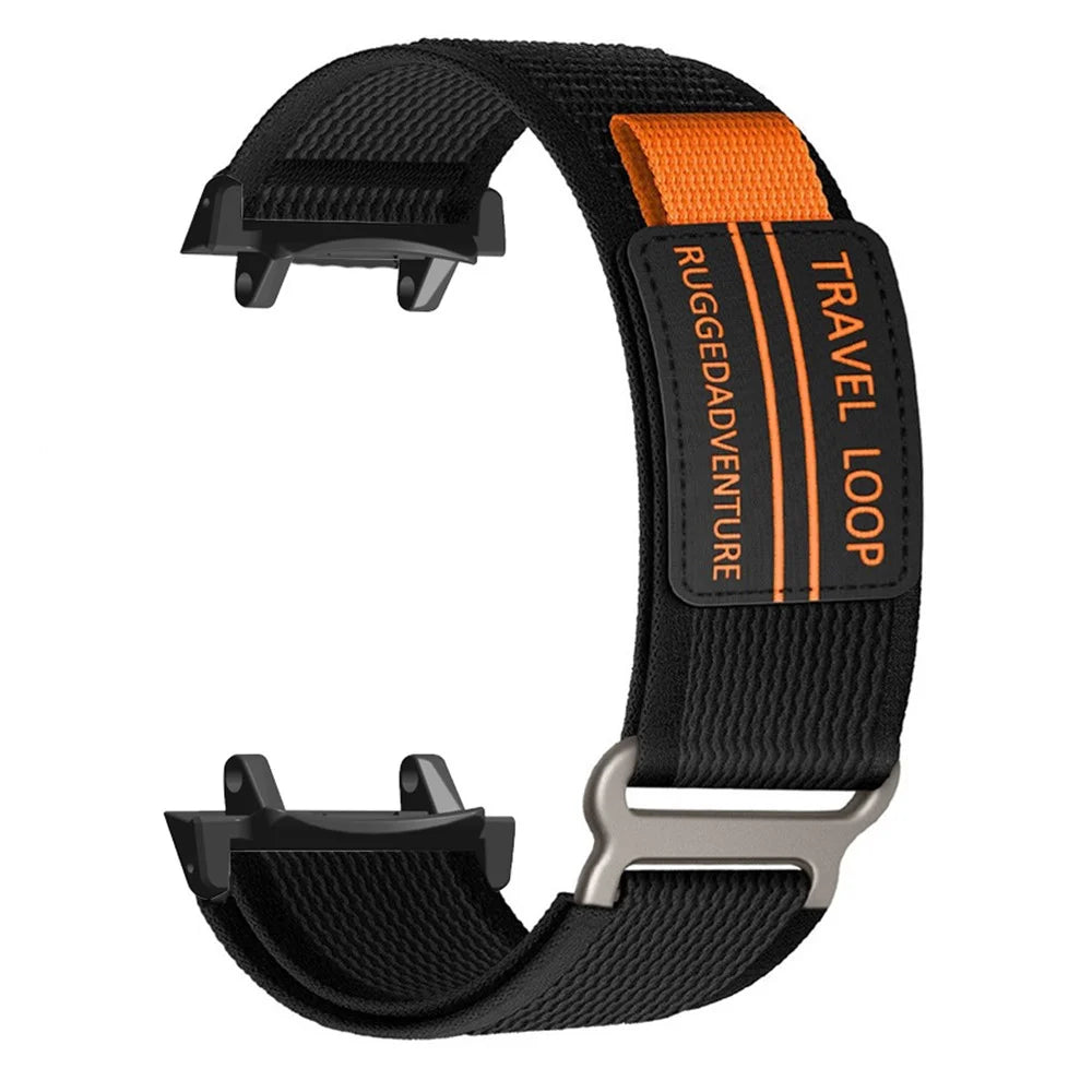For Huami Amazfit T-Rex 3 Nylon Strap Magic Tape Metal Buckle Watch Band with PC Connector - Black - 1