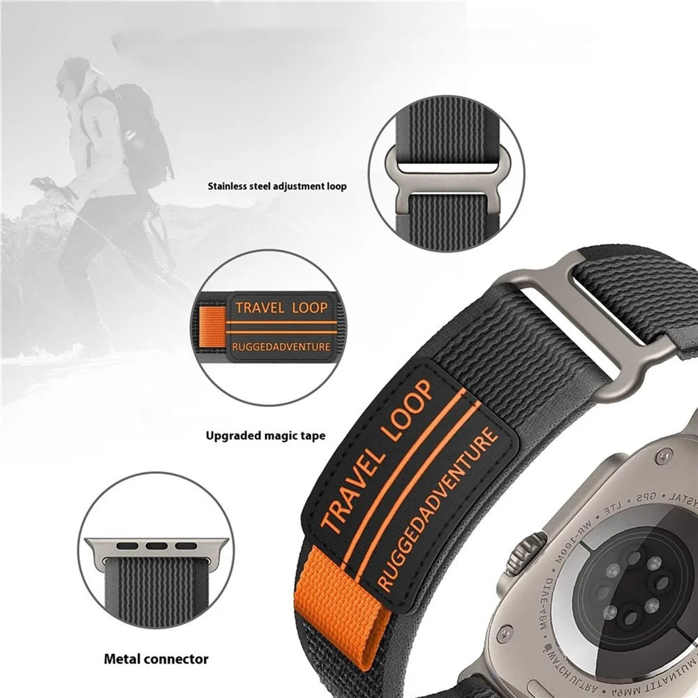 For Huami Amazfit T-Rex 3 Nylon Strap Magic Tape Metal Buckle Watch Band with PC Connector - Black - 5