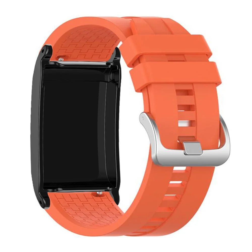 For WHOOP 5.0 / 4.0 Silicone Watch Strap Grid Texture Watchband Replacement - Orange - 1
