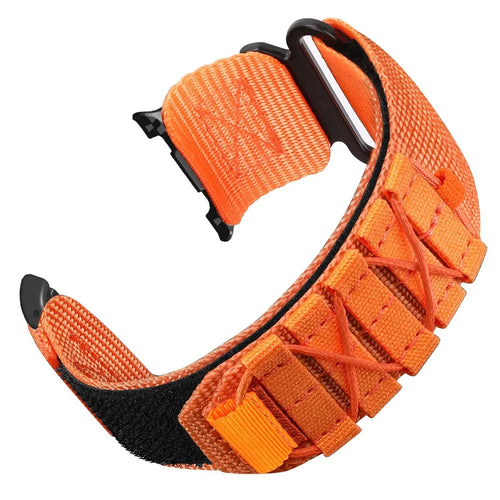 Nylon Watch Band for Samsung Galaxy Watch8 Classic 46mm / Watch8 44mm / 40mm Magic Tape Strap Military Style - Orange - 1