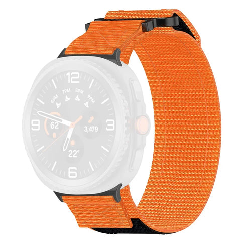 Watch Band for Samsung Galaxy Watch8 Classic 46mm / Watch8 44mm / 40mm Nylon Magic Tape Strap - Orange - 1