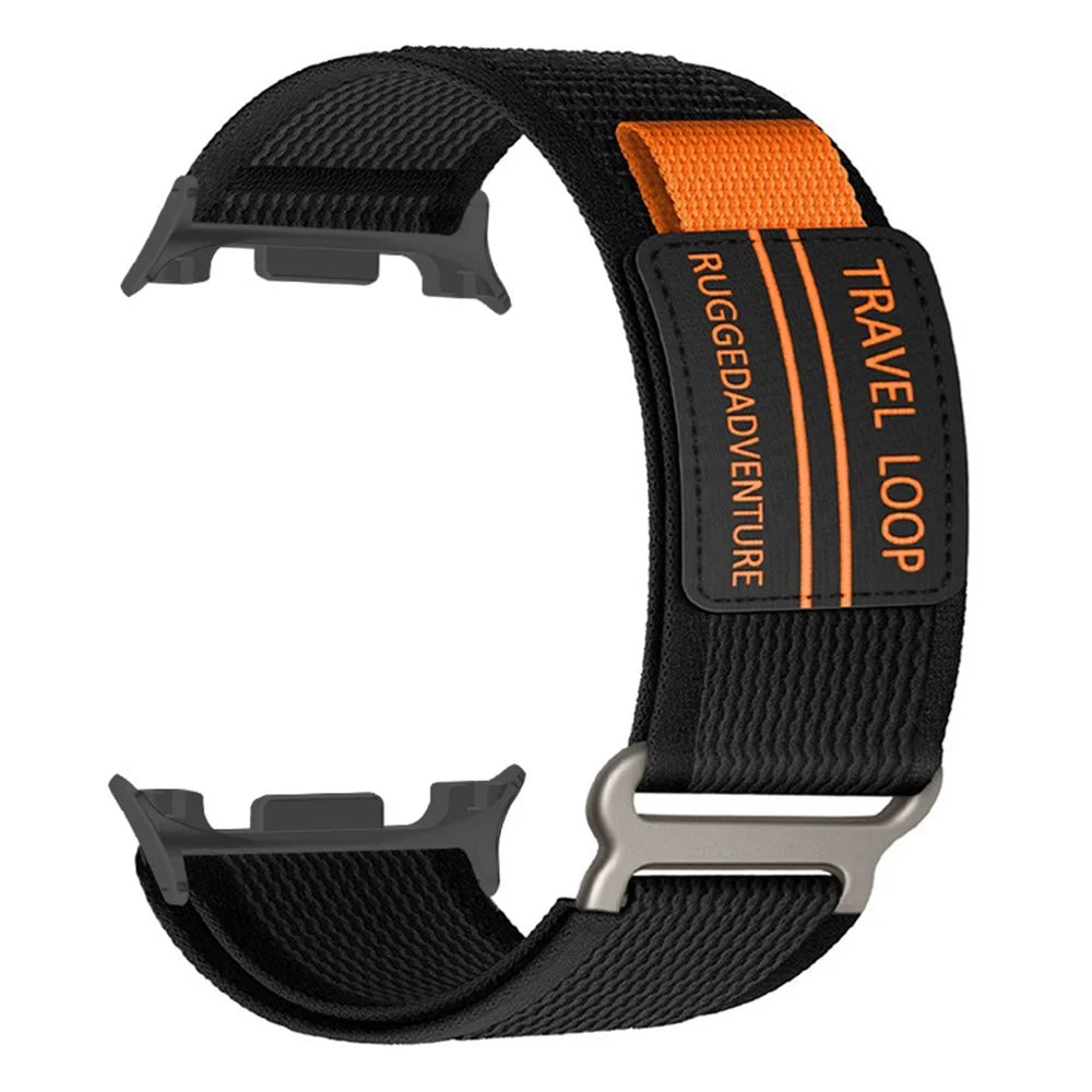 Nylon Strap for Samsung Galaxy Watch8 Classic 46mm / Watch8 44mm / 40mm Magic Tape Watch Band with Metal Buckle - Black - 1