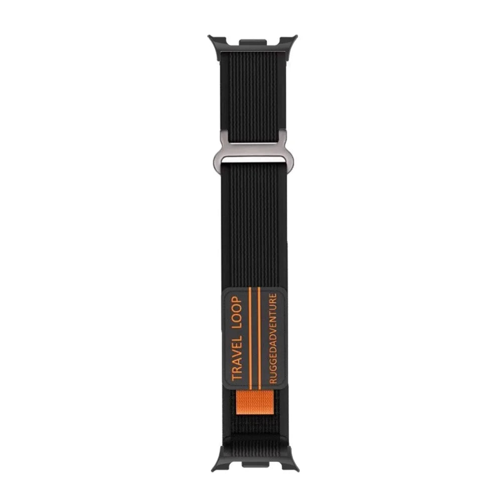 Nylon Strap for Samsung Galaxy Watch8 Classic 46mm / Watch8 44mm / 40mm Magic Tape Watch Band with Metal Buckle - Black - 3