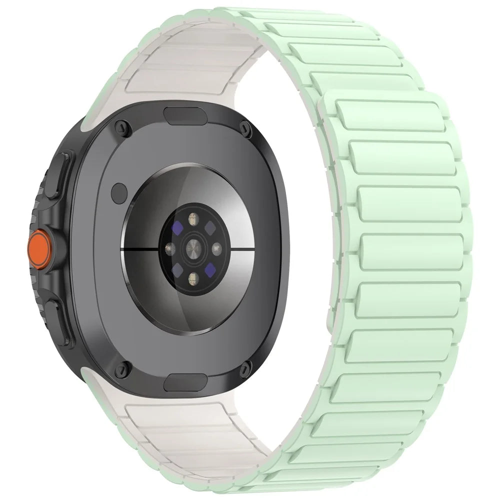 Magnetic Silicone Strap for Samsung Galaxy Watch8 44mm / 40mm / Watch8 Classic 46mm Adjustable Watch Band - Mint Green / Starlight - 1