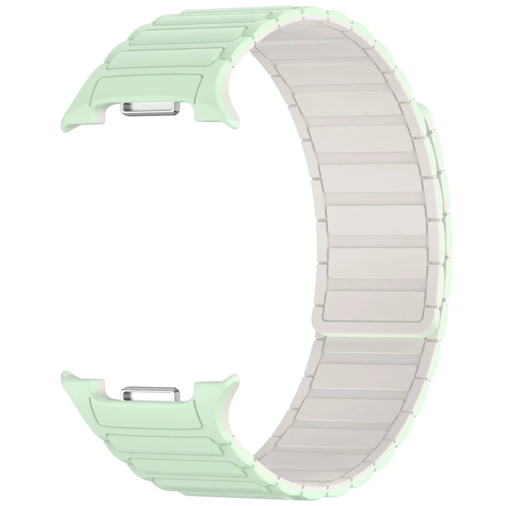Magnetic Silicone Strap for Samsung Galaxy Watch8 44mm / 40mm / Watch8 Classic 46mm Adjustable Watch Band - Mint Green / Starlight - 2