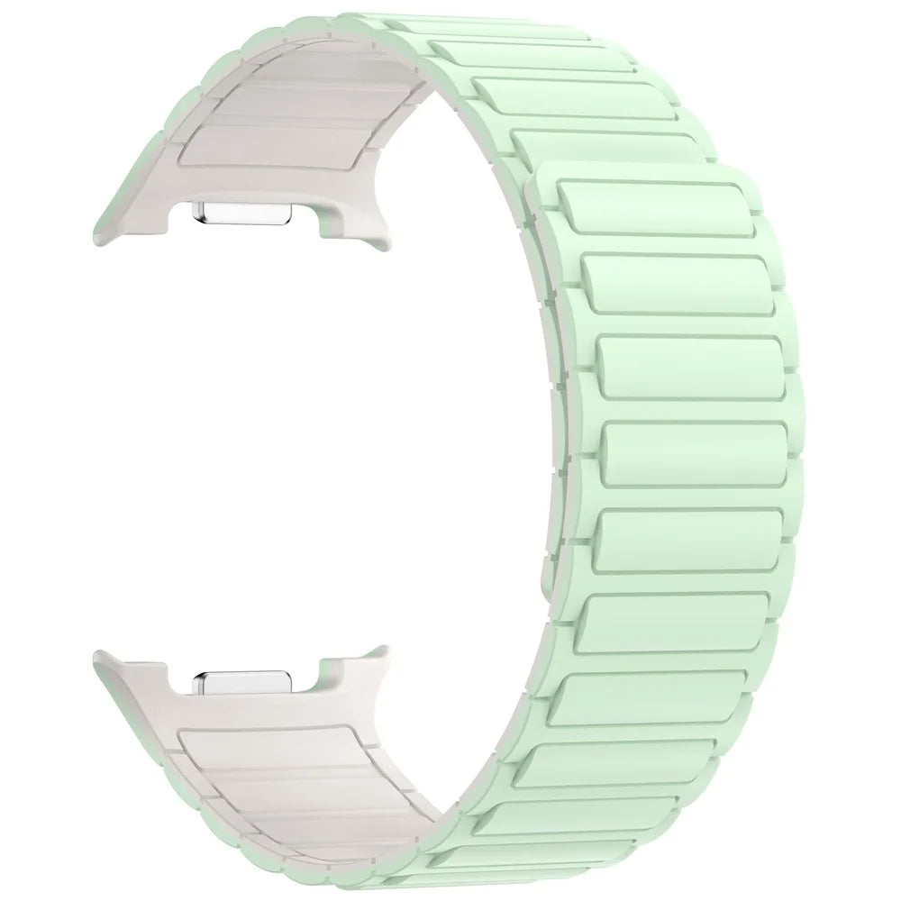 Magnetic Silicone Strap for Samsung Galaxy Watch8 44mm / 40mm / Watch8 Classic 46mm Adjustable Watch Band - Mint Green / Starlight - 3