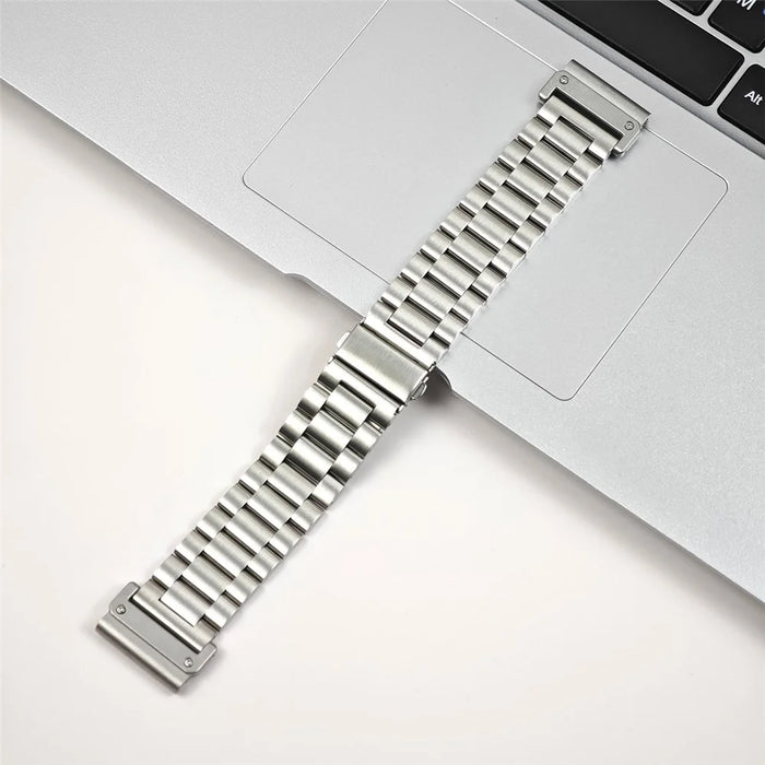 For Garmin Fenix 8 47mm / E 47mm Watch Band 22mm Titanium Alloy 3-Bead Wrist Strap - Silver - 2
