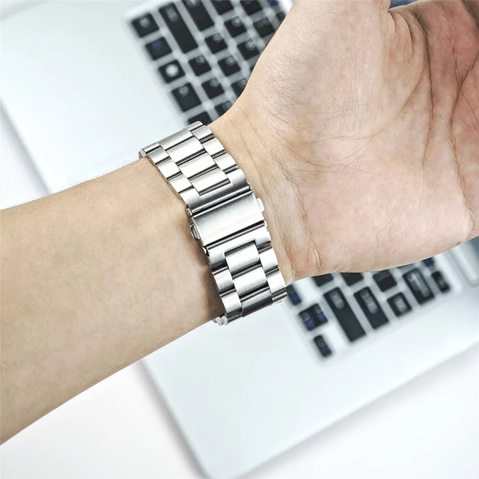 For Garmin Fenix 8 47mm / E 47mm Watch Band 22mm Titanium Alloy 3-Bead Wrist Strap - Silver - 3