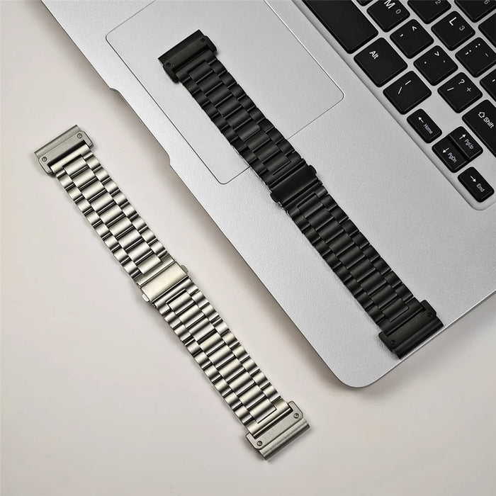 For Garmin Fenix 8 47mm / E 47mm Watch Band 22mm Titanium Alloy 3-Bead Wrist Strap - Silver - 4