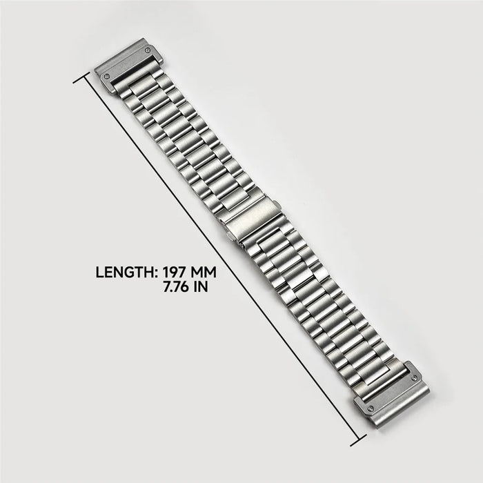 26mm Watch Band for Garmin Fenix 8 51mm / Enduro 3 / Enduro 2 Titanium Alloy 3-Bead Wrist Strap - Silver - 5