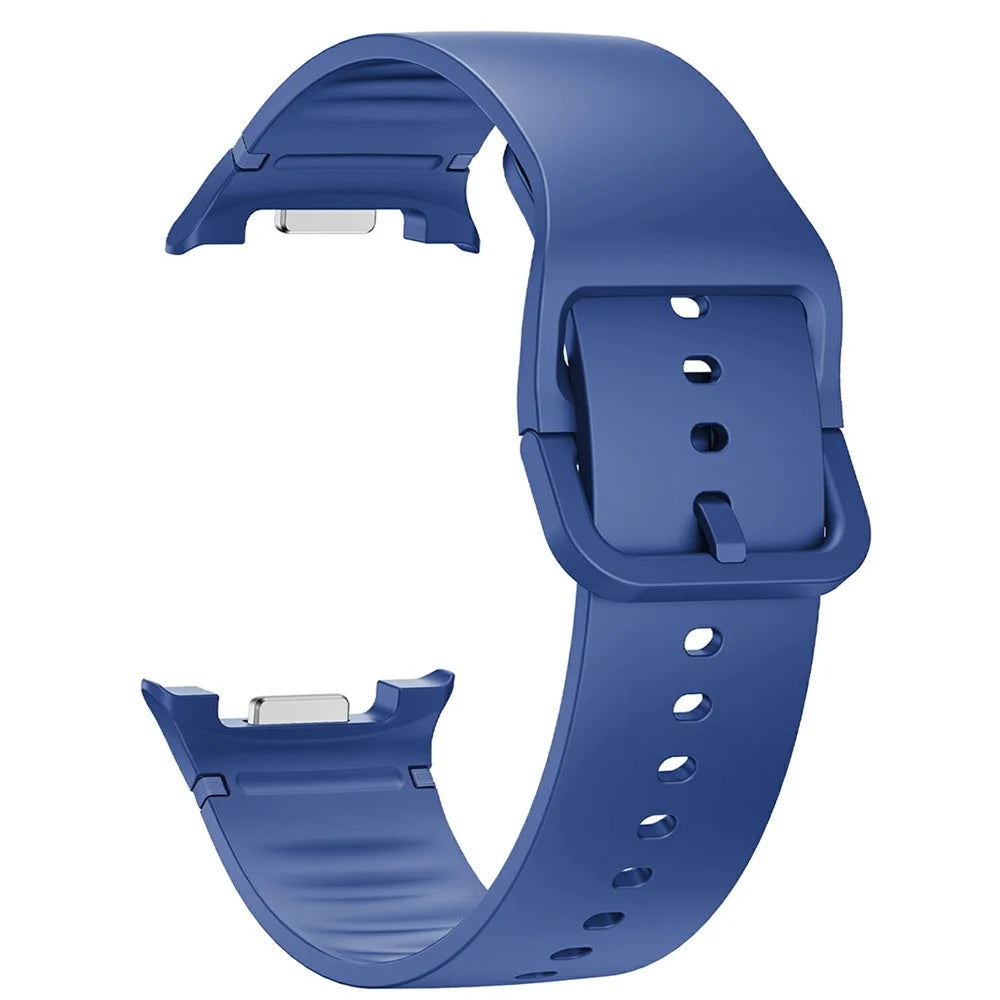 20mm Silicone Watch Band for Samsung Galaxy Watch8 44mm / 40mm / Watch8 Classic 46mm Flat Texture Strap, Size S - Sapphire - 1