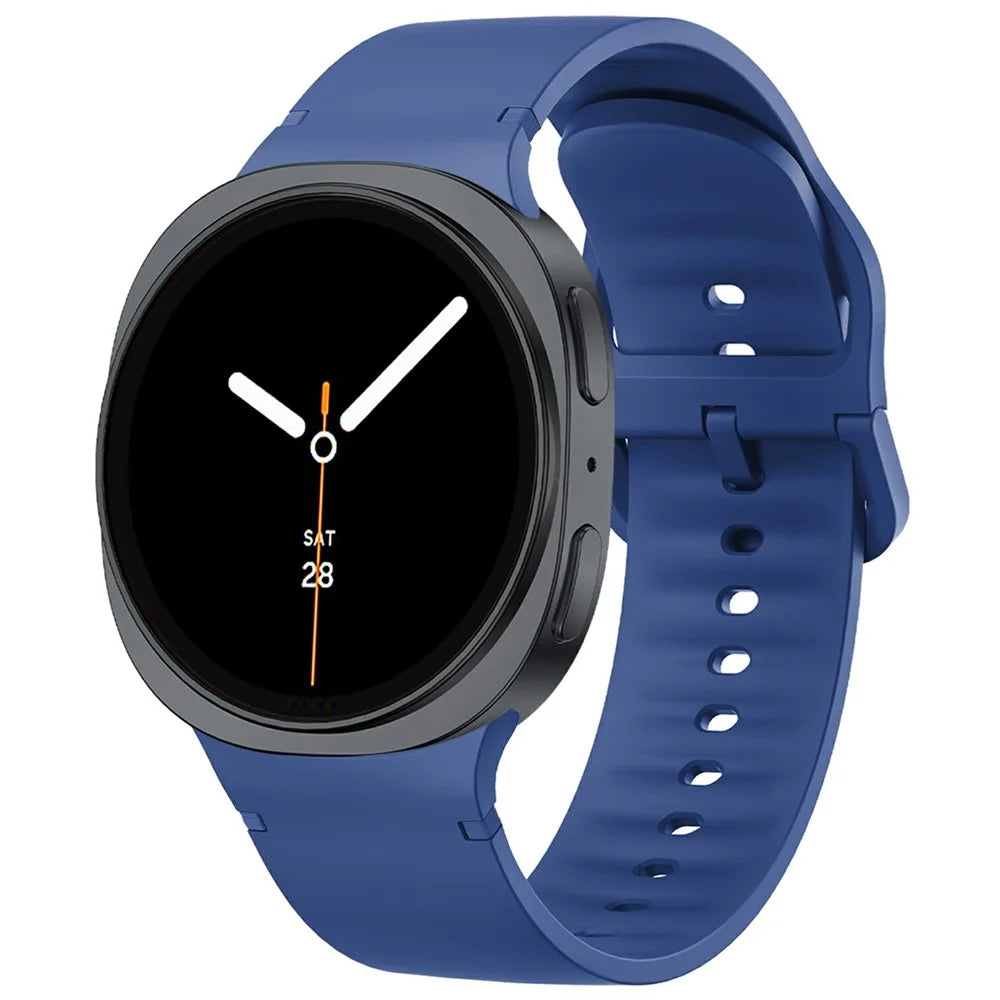 20mm Silicone Watch Band for Samsung Galaxy Watch8 44mm / 40mm / Watch8 Classic 46mm Flat Texture Strap, Size S - Sapphire - 2